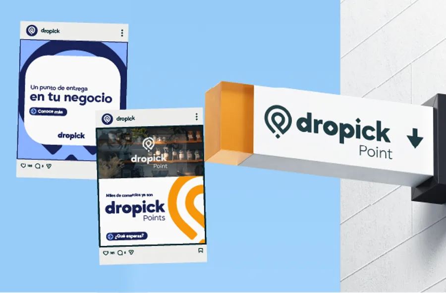 dropick rebrand and Point signage